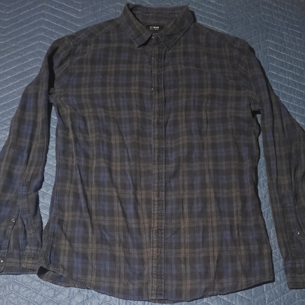 Men's Navy Plaid Button Down Shirt